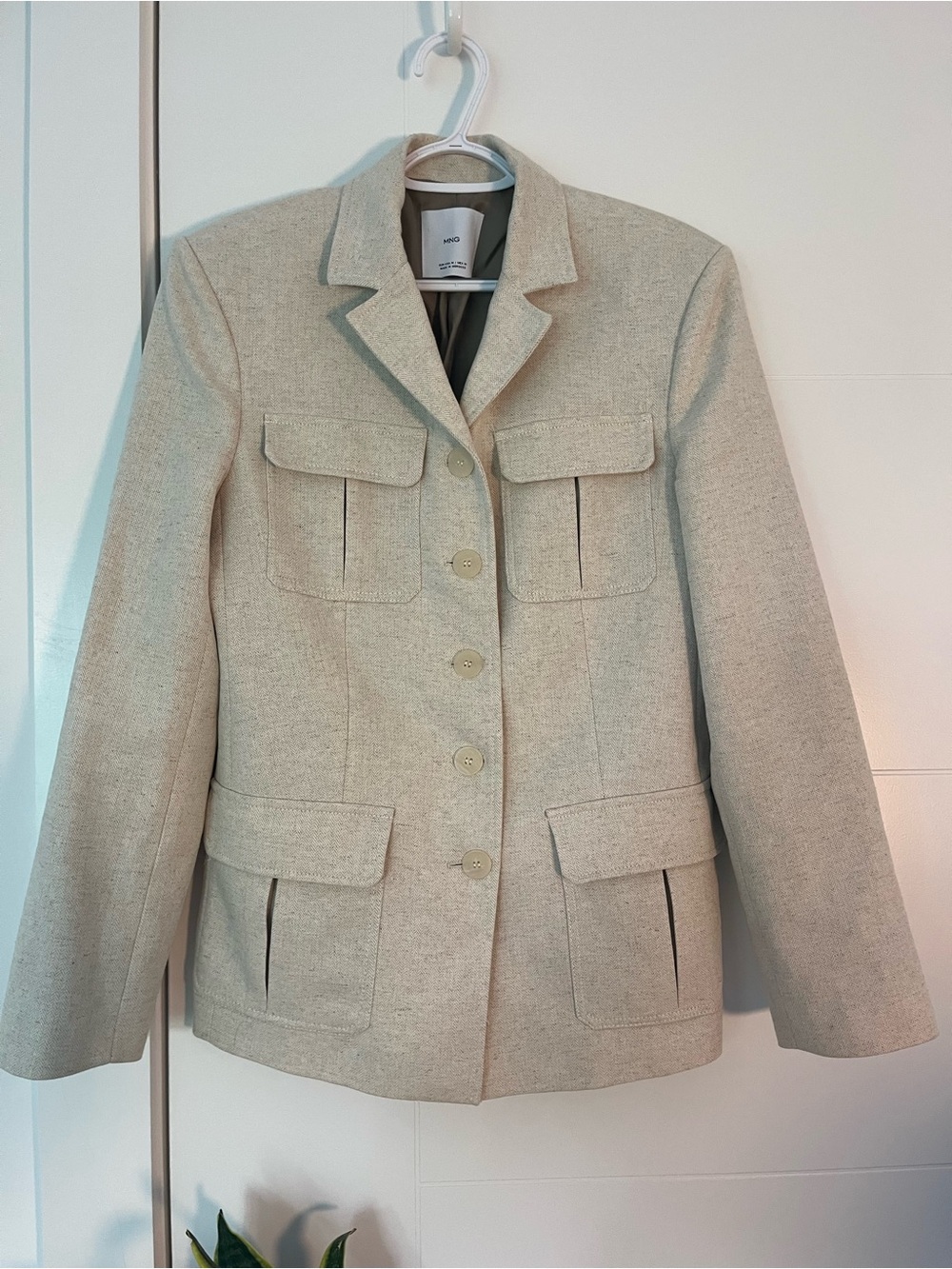 MANGO Cream Tailored Button-Up Jacket - Picture 2 of 3